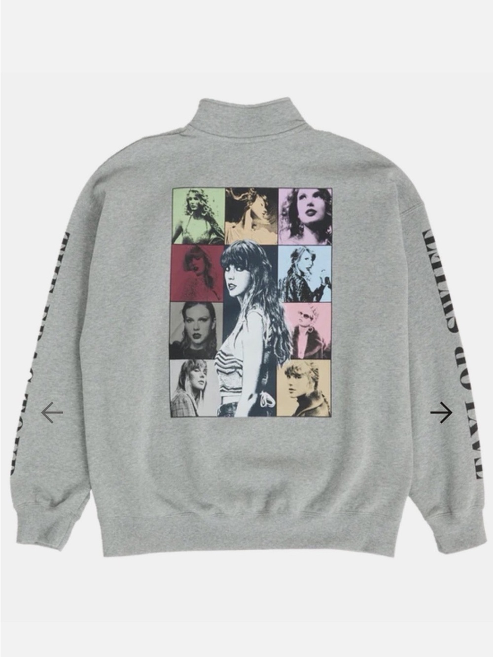 Taylor Swift Eras Tour Official Merch Quarter Zip Gray Sweatshirt